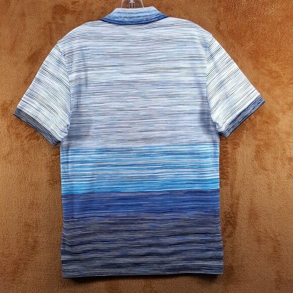 MISSONI Polo Shirt Mens Small Blue Stripe Short Sleeve Cotton Pique $380 - Picture 6 of 10